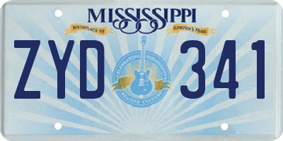 MS license plate ZYD341