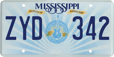 MS license plate ZYD342