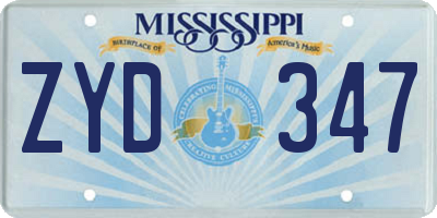 MS license plate ZYD347