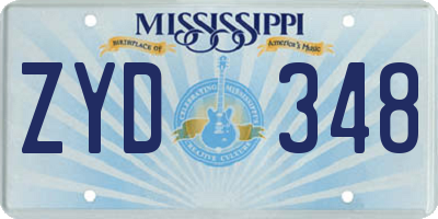 MS license plate ZYD348