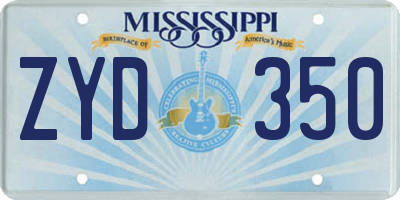 MS license plate ZYD350