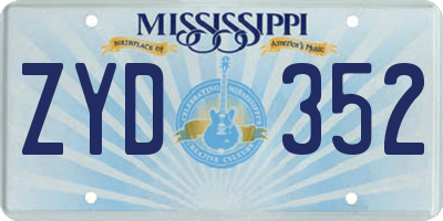 MS license plate ZYD352