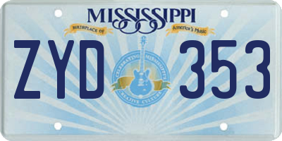 MS license plate ZYD353