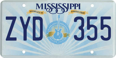 MS license plate ZYD355