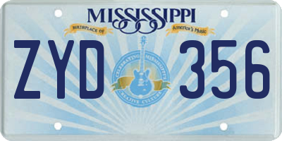 MS license plate ZYD356
