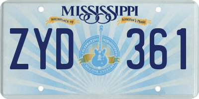 MS license plate ZYD361