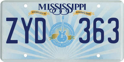 MS license plate ZYD363