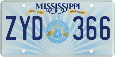 MS license plate ZYD366