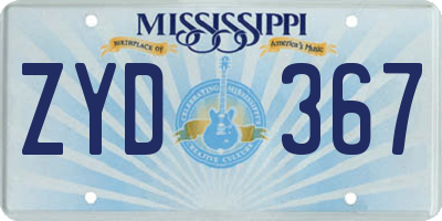 MS license plate ZYD367