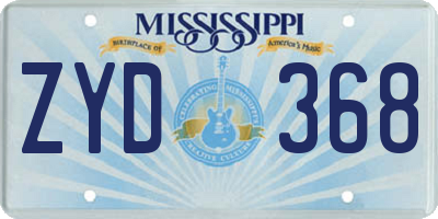MS license plate ZYD368
