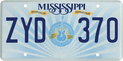 MS license plate ZYD370