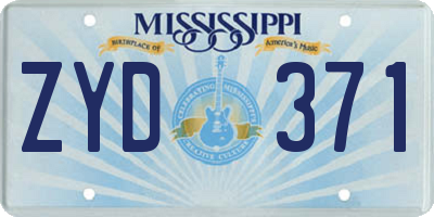 MS license plate ZYD371