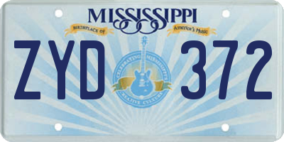 MS license plate ZYD372