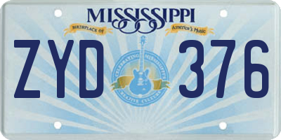 MS license plate ZYD376