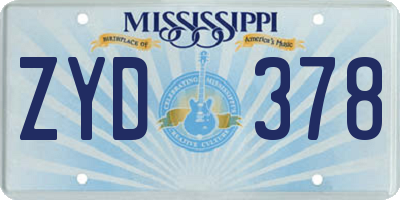 MS license plate ZYD378
