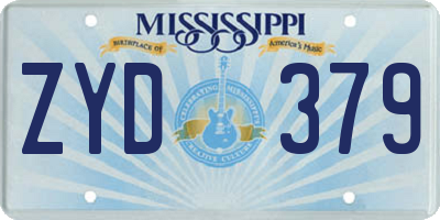 MS license plate ZYD379