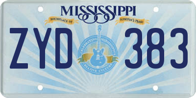 MS license plate ZYD383