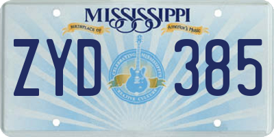 MS license plate ZYD385