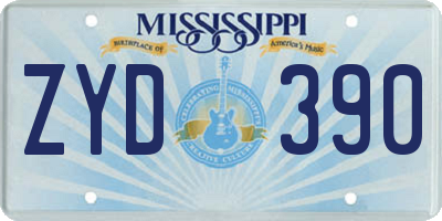 MS license plate ZYD390