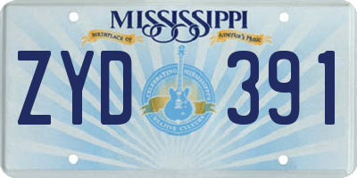 MS license plate ZYD391