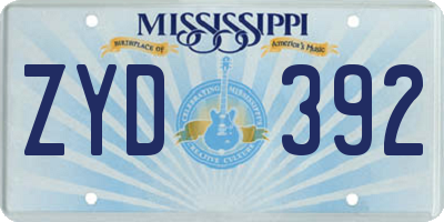 MS license plate ZYD392