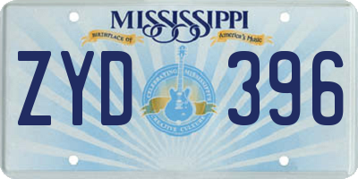 MS license plate ZYD396