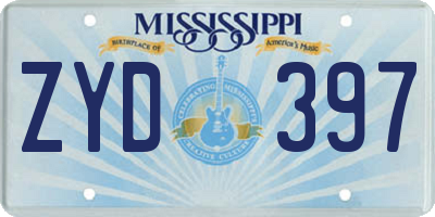 MS license plate ZYD397