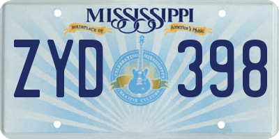 MS license plate ZYD398