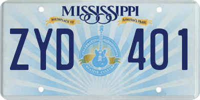 MS license plate ZYD401