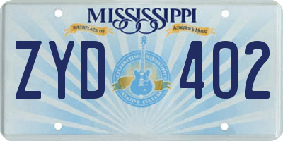 MS license plate ZYD402