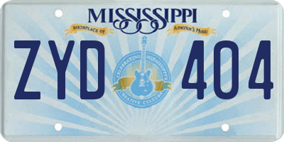 MS license plate ZYD404