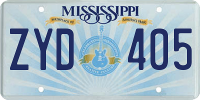 MS license plate ZYD405