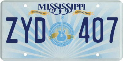 MS license plate ZYD407