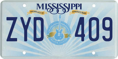 MS license plate ZYD409