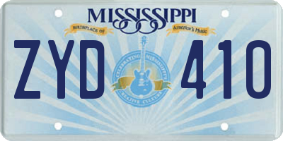 MS license plate ZYD410