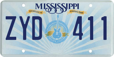 MS license plate ZYD411