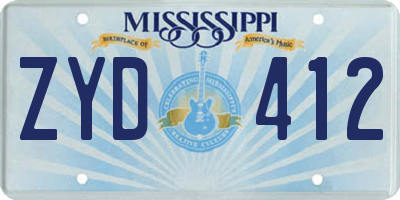 MS license plate ZYD412