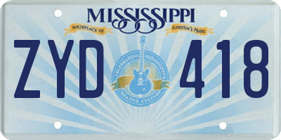 MS license plate ZYD418