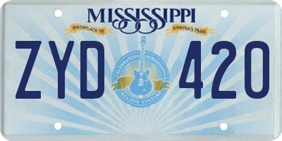 MS license plate ZYD420