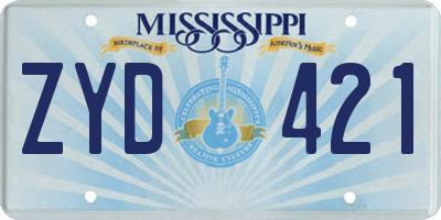 MS license plate ZYD421
