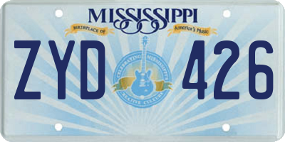 MS license plate ZYD426