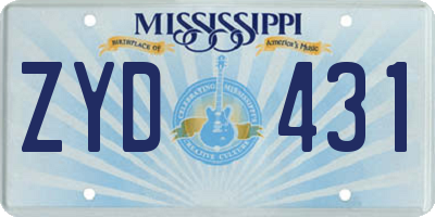 MS license plate ZYD431