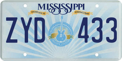 MS license plate ZYD433