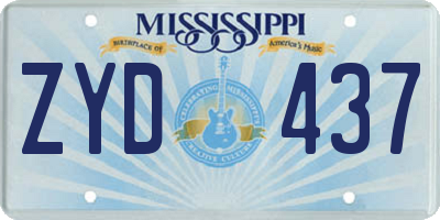 MS license plate ZYD437