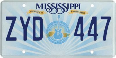 MS license plate ZYD447