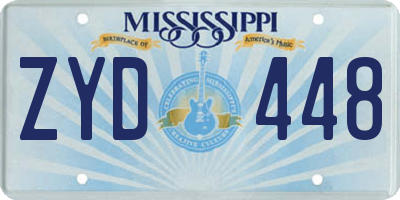 MS license plate ZYD448