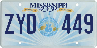 MS license plate ZYD449