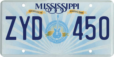 MS license plate ZYD450