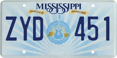 MS license plate ZYD451
