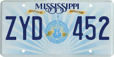 MS license plate ZYD452